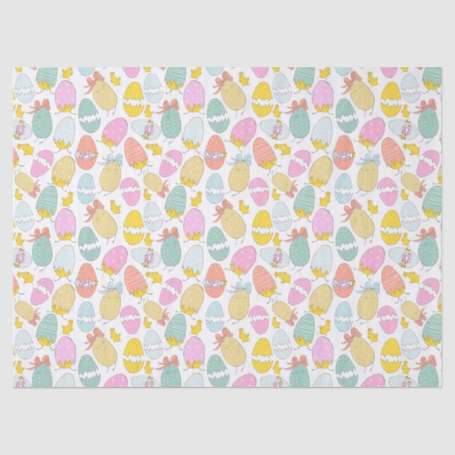 Papier Mousseline Motif mignon de cadeau de poulet d'oeufs de pâques (Recto)