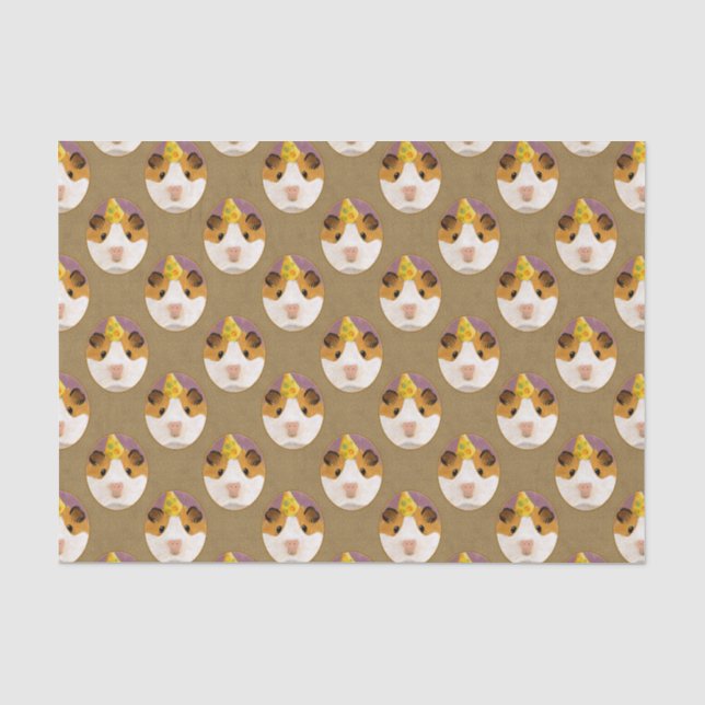 Papier Mousseline Motif mignon de cobaye d'anniversaire (Recto)