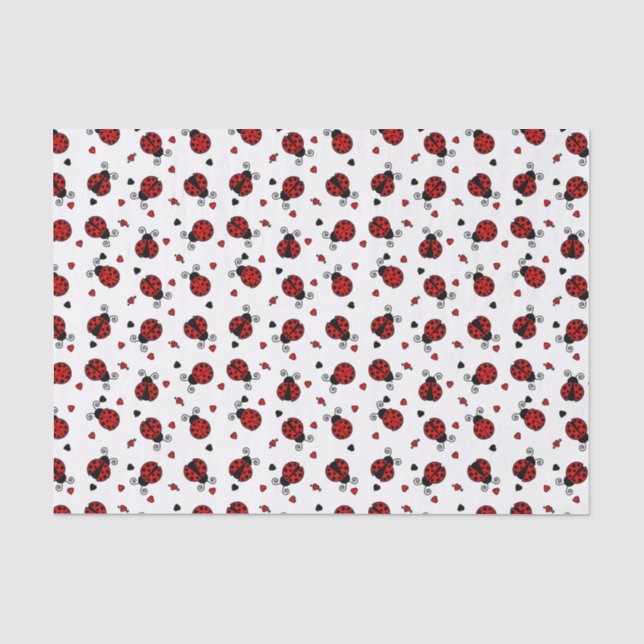 Papier Mousseline Motif mignon de coccinelle et de coeurs (Recto)