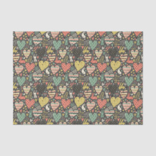 Papier Mousseline Motif mignon de lapins d'amour avec des coeurs