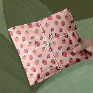Papier Mousseline Motif mignon fraise sans couture