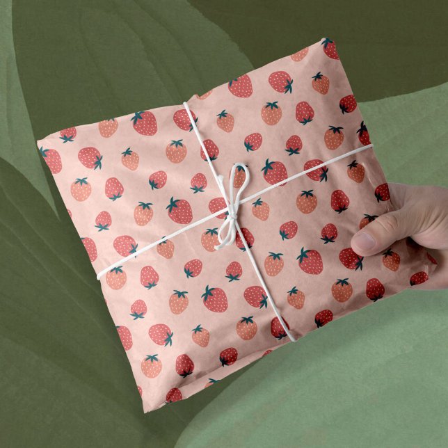 Papier Mousseline Motif mignon fraise sans couture (Créateur téléchargé)