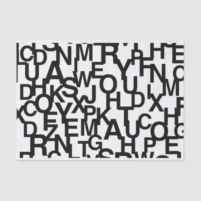 Papier Mousseline Motif moderne, abstrait, désordonné avec des lettr (Recto)