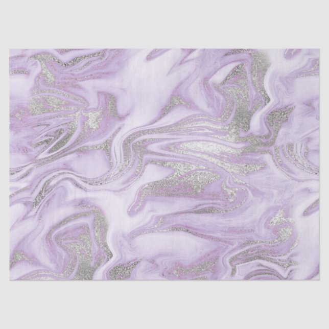 Papier Mousseline Motif moderne clair violet et marbre argenté (Recto)
