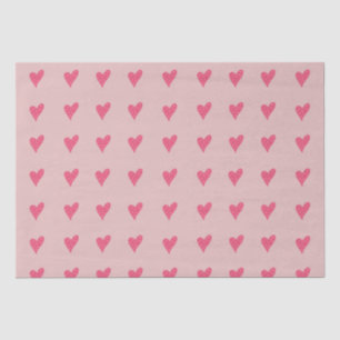 Papier Mousseline Motif moderne de coeur rose avec points blancs