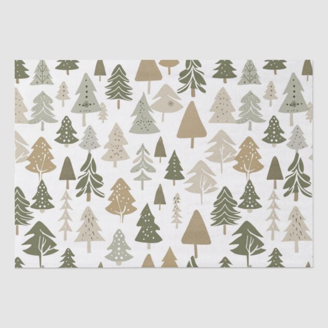 Papier Mousseline Motif moderne des arbres de Noël (Recto)