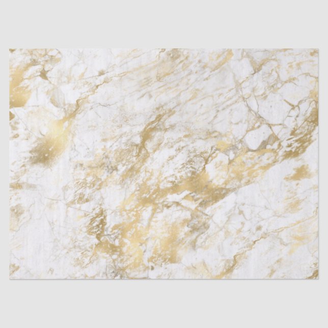 Papier Mousseline Motif moderne en marbre blanc et or (Recto)