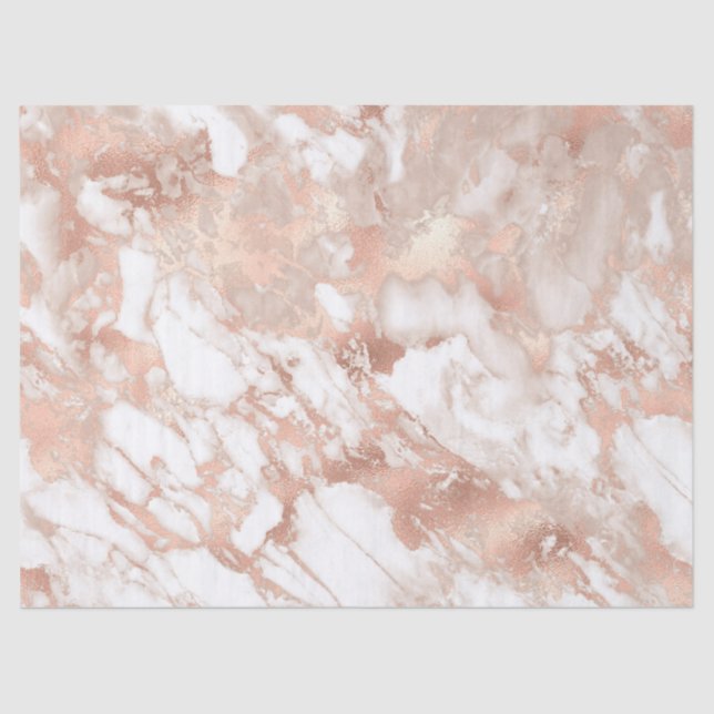 Papier Mousseline Motif moderne en marbre blanc et Rose en or (Recto)