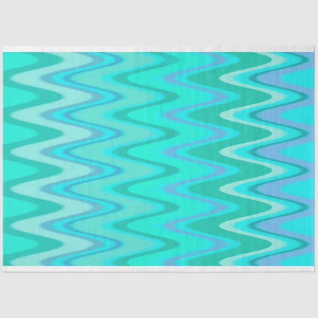 Papier Mousseline Motif moderne zigzag - vagues turquoise (Recto)