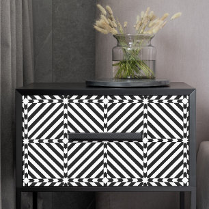 Papier Mousseline Motif mosaïque d'illusion d'optique noir et blanc
