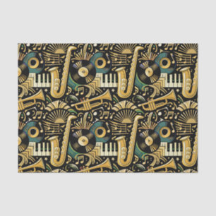 Papier Mousseline Motif musical de l'ère du jazz