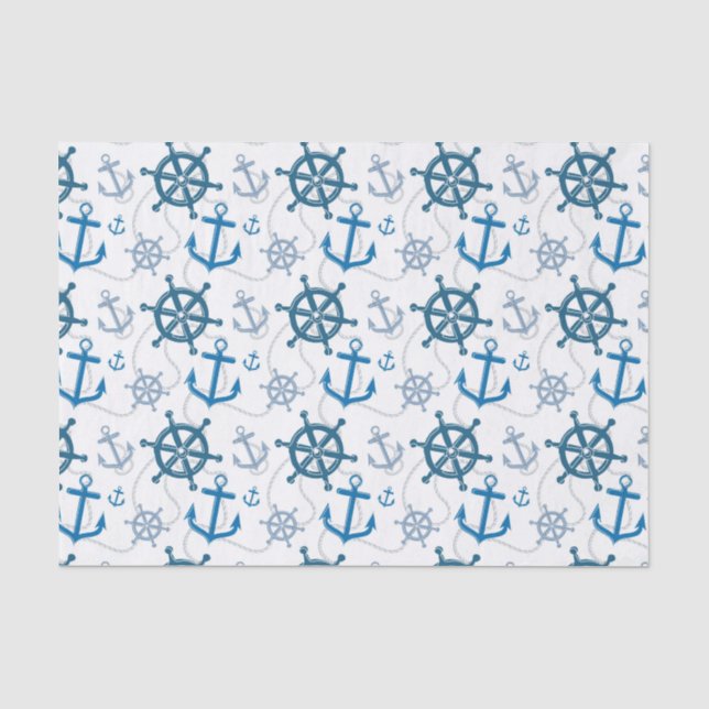 Papier Mousseline motif nautique (Recto)