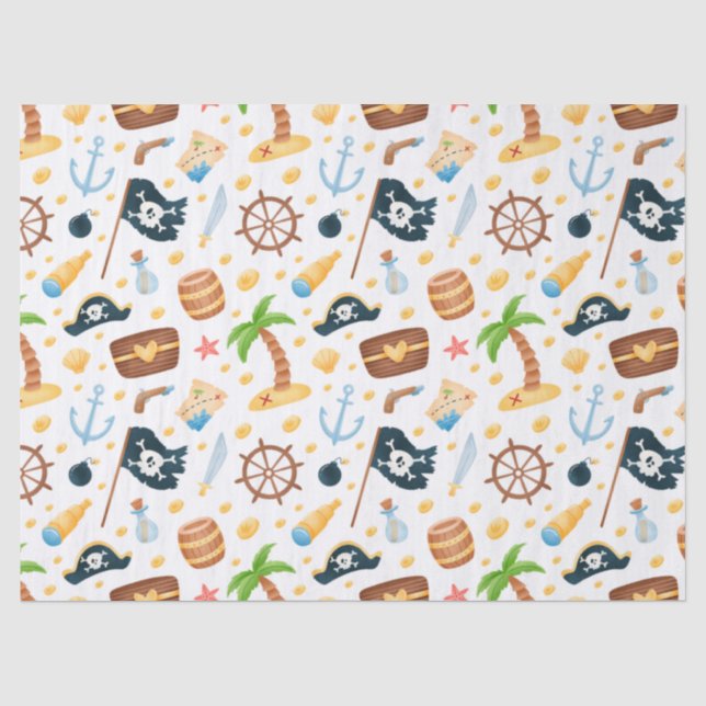 Papier Mousseline Motif Nautique À Thème Pirate Cute  (Recto)