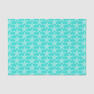 Papier Mousseline Motif Nautique d'Été Plage Étoile de Mer Turquoise
