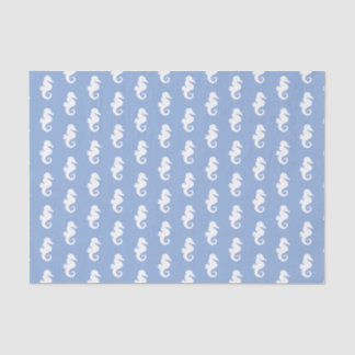 Papier Mousseline Motif nautique d'hippocampe de bleu de ciel