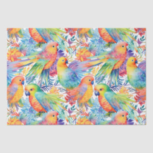 Papier Mousseline Motif Neon budgies