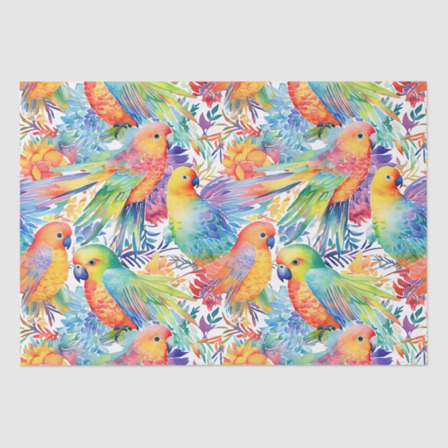 Papier Mousseline Motif Neon budgies (Recto)