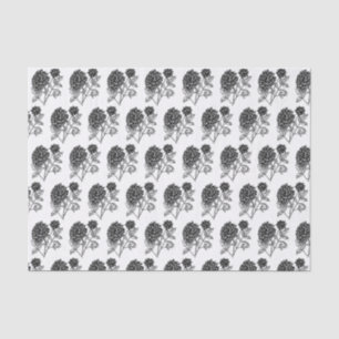 Papier Mousseline Motif noir et blanc Dahlia