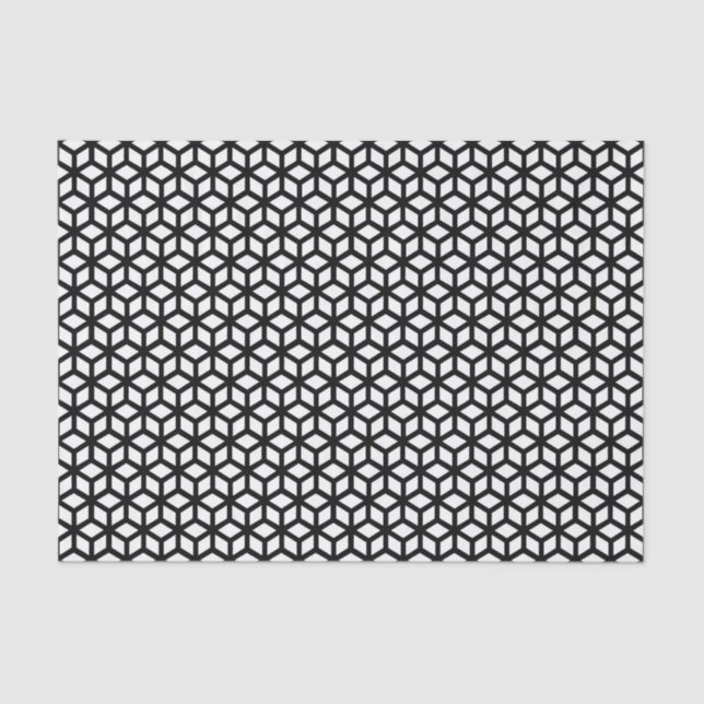 Papier Mousseline Motif noir et blanc de cube (Recto)