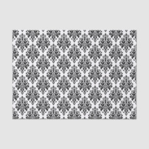 Papier Mousseline Motif noir et blanc élégant de damassé