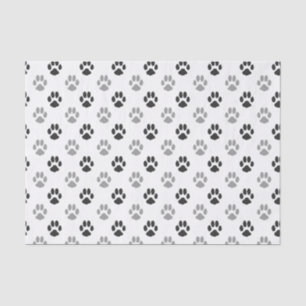 Papier Mousseline Motif noir et blanc mignon d'empreintes de pattes