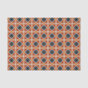 Papier Mousseline Motif octogatif rouge carreau de Barcelone
