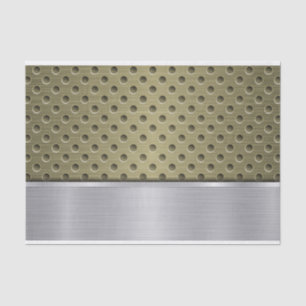 Papier Mousseline Motif OLIVE GREEN & SILVER METAL LOIN