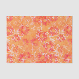 Papier Mousseline Motif orange de damassé