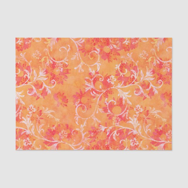 Papier Mousseline Motif orange de damassé (Recto)