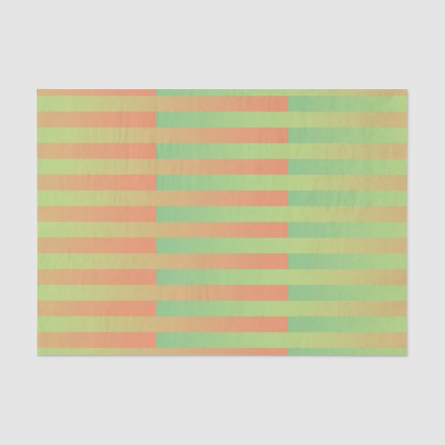 Papier Mousseline Motif orange vert rayé (Recto)