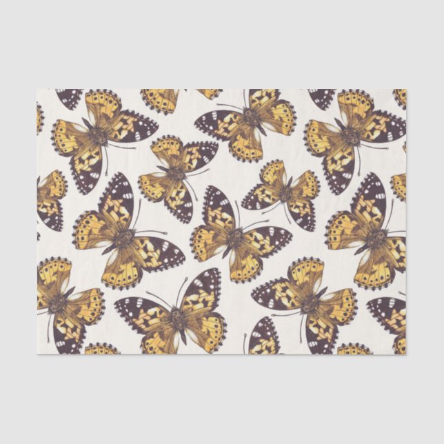 Papier Mousseline Motif papillon de femme peinte (Recto)