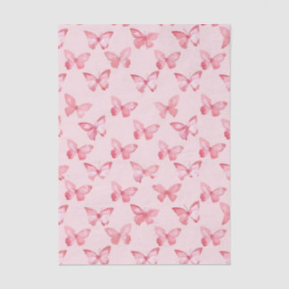 Papier Mousseline Motif Papillon Rose Aquarelle