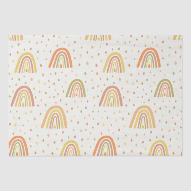 Papier Mousseline Motif Pastel Orange and Yellow Boho Rainbows (Recto)