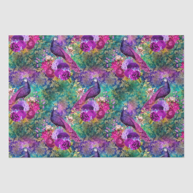 Papier Mousseline Motif Peacock illustré (Recto)