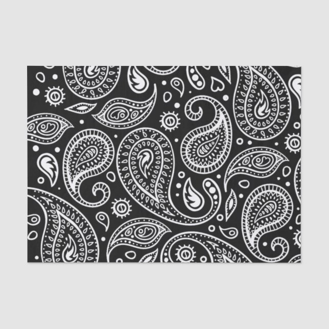 Papier Mousseline Motif personnalisé Black & White Classic Paisley (Recto)