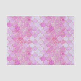 Papier Mousseline Motif Pink Pastel & Gold Shimmer Mermaid