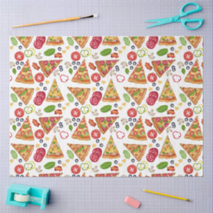 Papier Mousseline Motif Pizza d'aquarelle