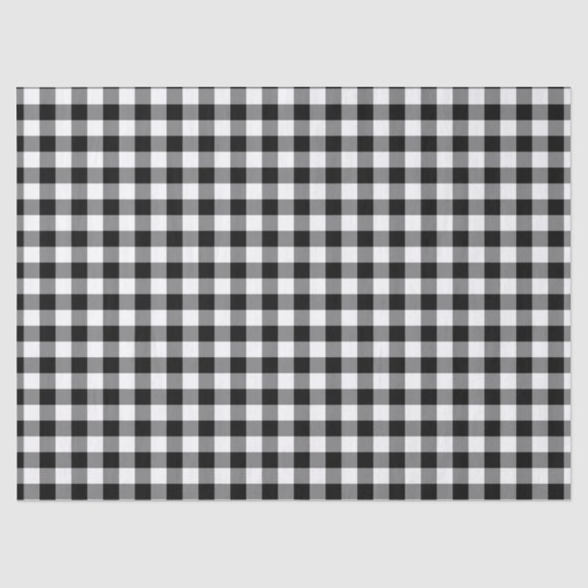 Papier Mousseline Motif Plaid en noir et blanc (Recto)
