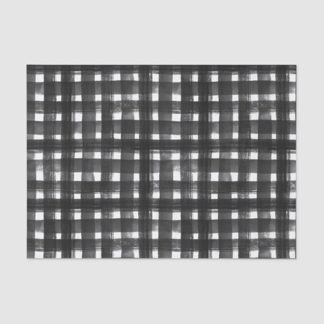 PAPIER MOUSSELINE MOTIF PLAID NOIR & BLANC (Recto)