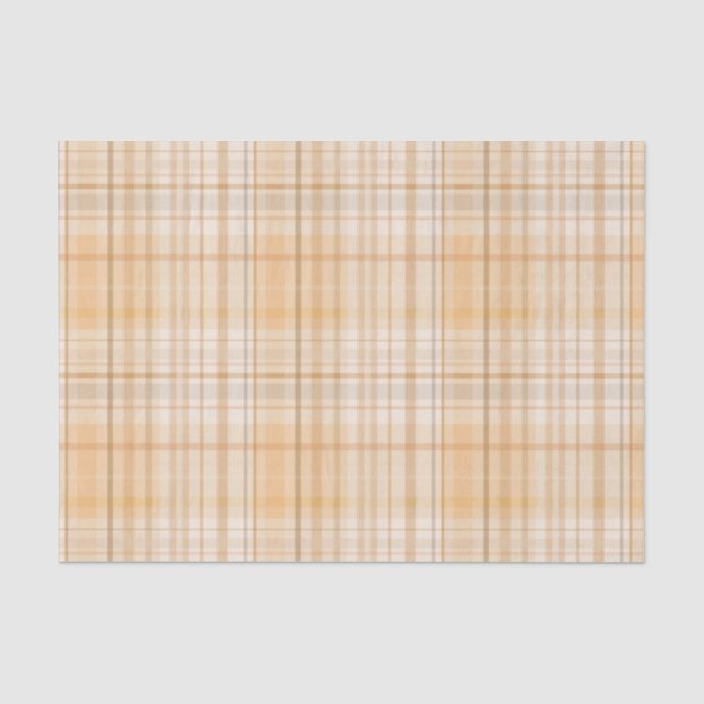 Papier Mousseline Motif Plaid Tartan Orange (Recto)