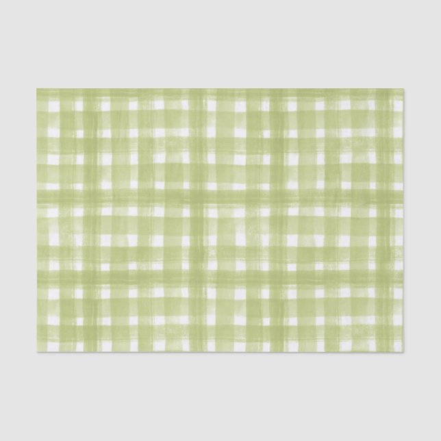 PAPIER MOUSSELINE MOTIF PLAID VERT & BLANC (Recto)