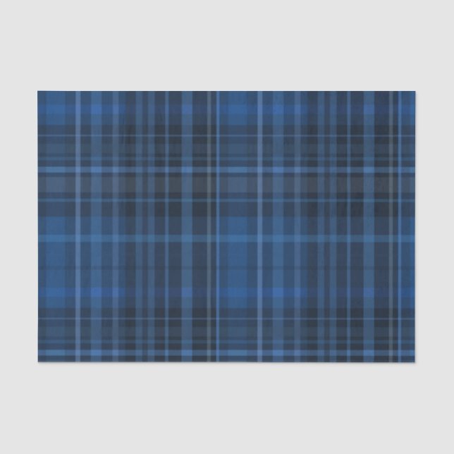 Papier Mousseline Motif plat bleu et noir Tartan (Recto)