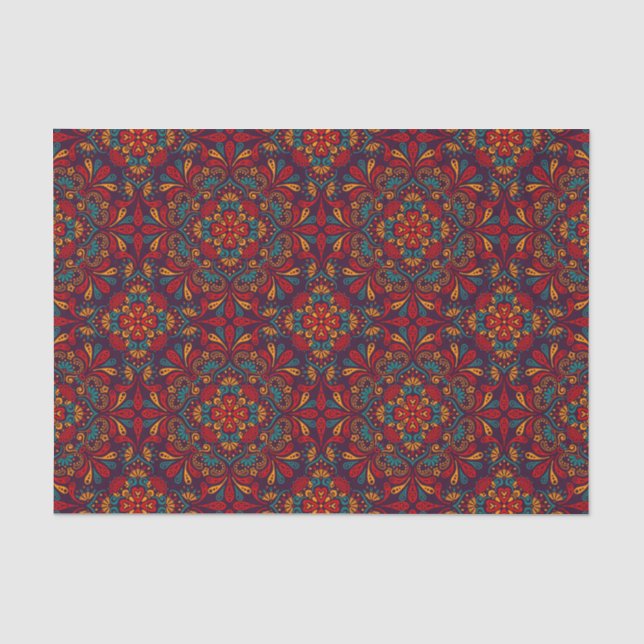 Papier Mousseline Motif pourpre bleu rouge de kaléidoscope (Recto)