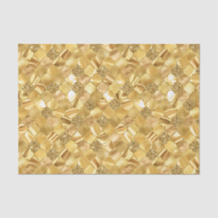 Papier Mousseline Motif Quatrefoil Gold Marocain