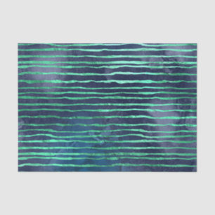 Papier Mousseline Motif rayé bleu marine et aqua