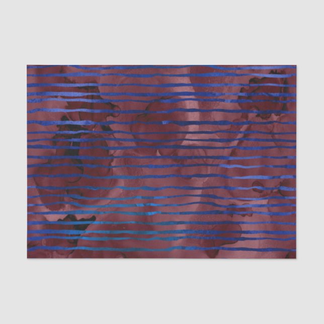 Papier Mousseline Motif rayé bleu marine et bordeaux (Recto)