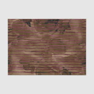 Papier Mousseline Motif rayé bordeaux et cuivre