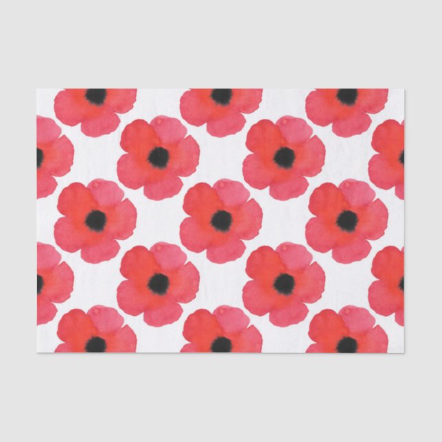 Papier Mousseline Motif Red Poppy (Recto)