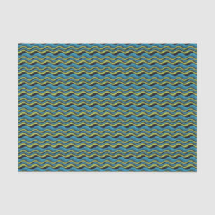 Papier Mousseline Motif rétro Super bleu vert gris mer vague