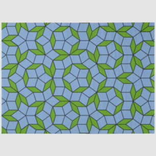 Papier Mousseline Motif Rhombus Penrose vert et bleu
